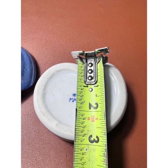 Vintage Ceramic Shell Trinket Box Blue Glazed with Floral Design Lid Coastal Dec - Picture 7 of 11